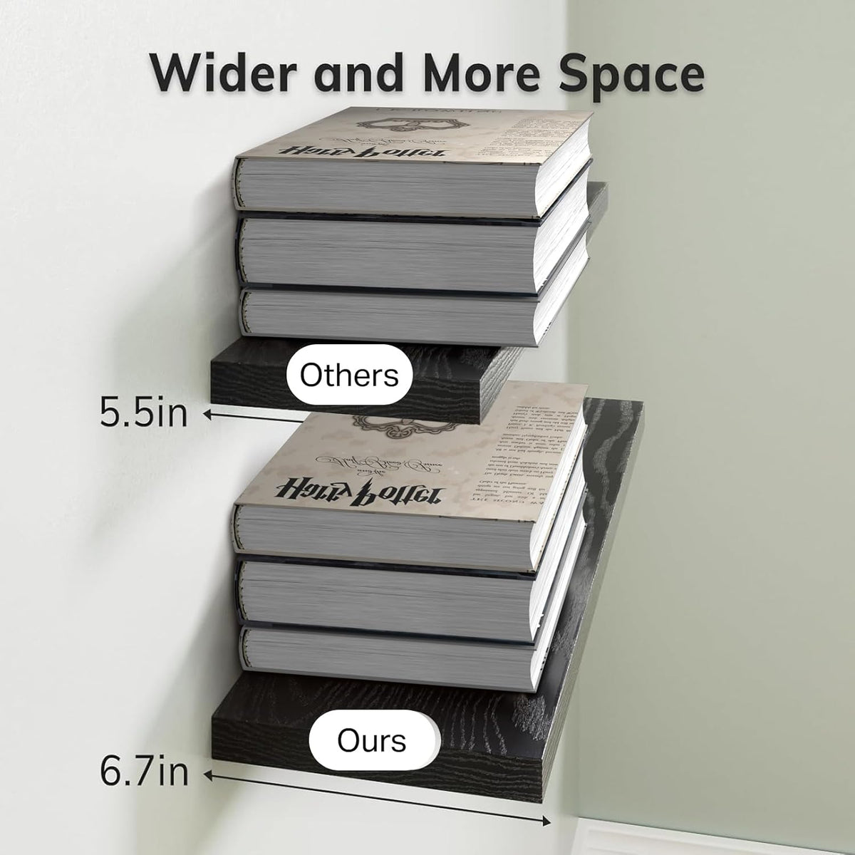BAYKA Floating Shelves for Wall, Wall Mounted Rustic Wood Shelves for Bathroom, Bedroom, Living