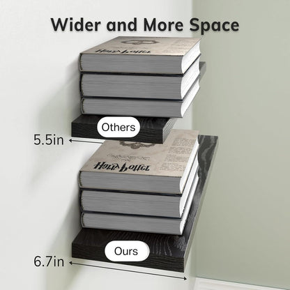BAYKA Floating Shelves for Wall, Wall Mounted Rustic Wood Shelves for Bathroom, Bedroom, Living