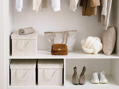 StorageWorks Storage Bins with Lids, Decorative Storage Boxes with Lid and Soft Rope Handles
