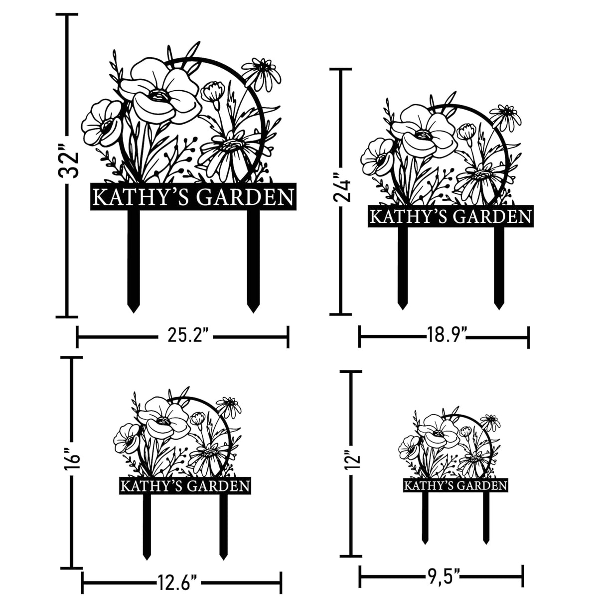Personalized Metal Garden Sign with Stake, Custom Garden Decor for Outdoor, Custom Family Name