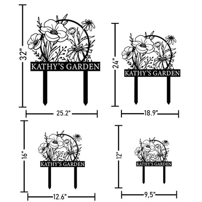 Personalized Metal Garden Sign with Stake, Custom Garden Decor for Outdoor, Custom Family Name
