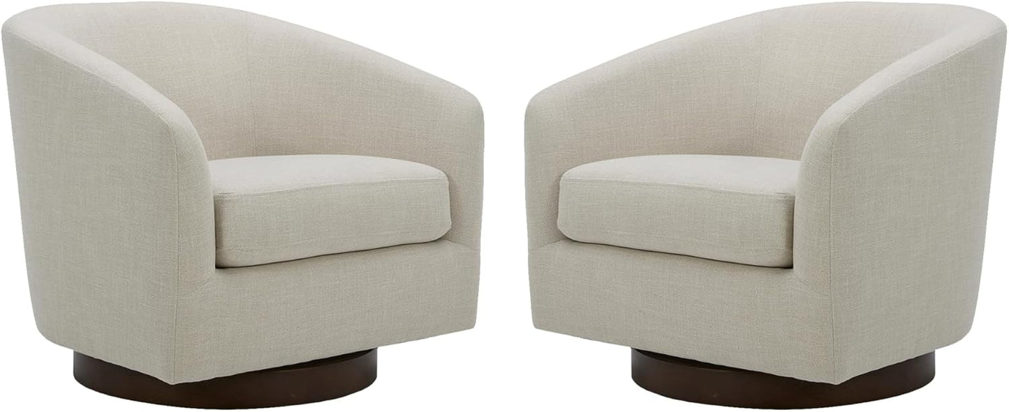 CHITA Swivel Accent Chair, FSC Certified Upholstered Fabric Barrel Chair for Living Room Set of 2