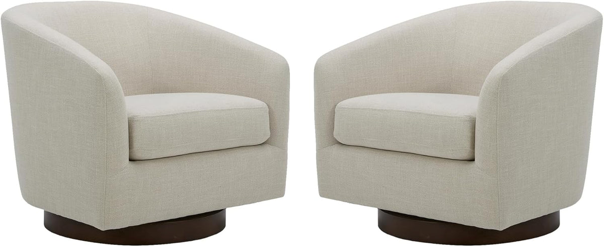 CHITA Swivel Accent Chair, FSC Certified Upholstered Fabric Barrel Chair for Living Room Set of 2