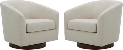 CHITA Swivel Accent Chair, FSC Certified Upholstered Fabric Barrel Chair for Living Room Set of 2
