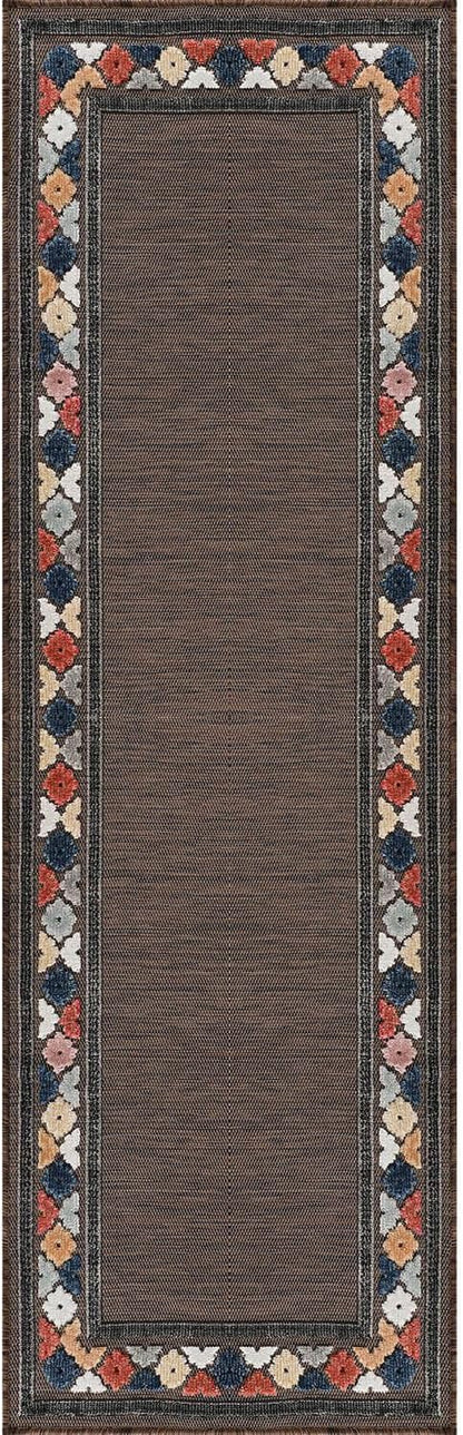 Beverly Rug Outdoor Runner Rug 2x7 Modern Floral Bordered Area Rugs for Indoor and Outdoor Patio
