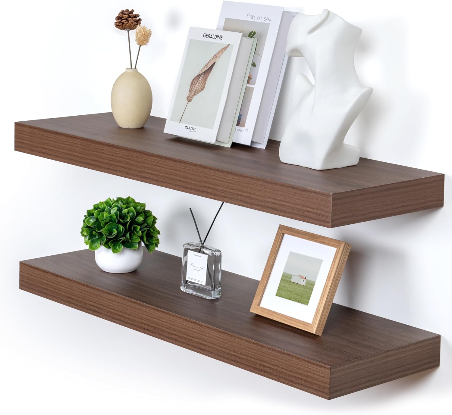 Deep Floating Shelves for Wall, 36'' x 12'' Rustic Large Floating Shelves Set of 2, 12 Inch Deep