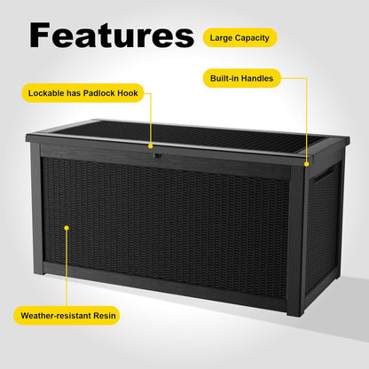 268 Gallon Outdoor Deck Box,Storage Lockable Waterproof Patio Furniture,Garden Tools,Cushions,Pool