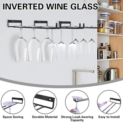 11.8 Inch Wine Glass Rack,Set of 4 Stemware Wine Glass Hanging Rack, Metal Wine Glass Holder Under