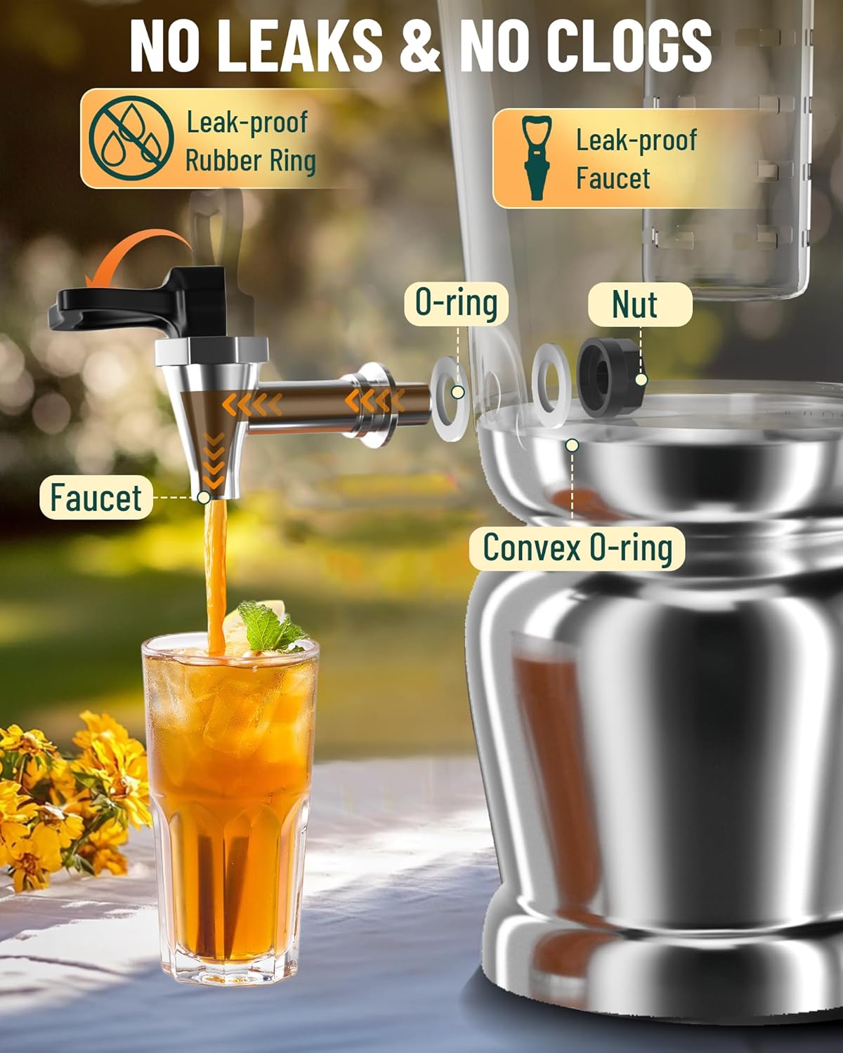 WantJoin Beverage Dispenser With Stand -2 Gallon Beverage Dispenser Drink Dispenser w/Upgraded Dual