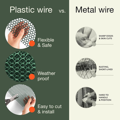 MaPorch Plastic Wire Mesh Fence - Hunter Green, 15.71" x 10 ft - Plastic Chicken Wire Fencing for