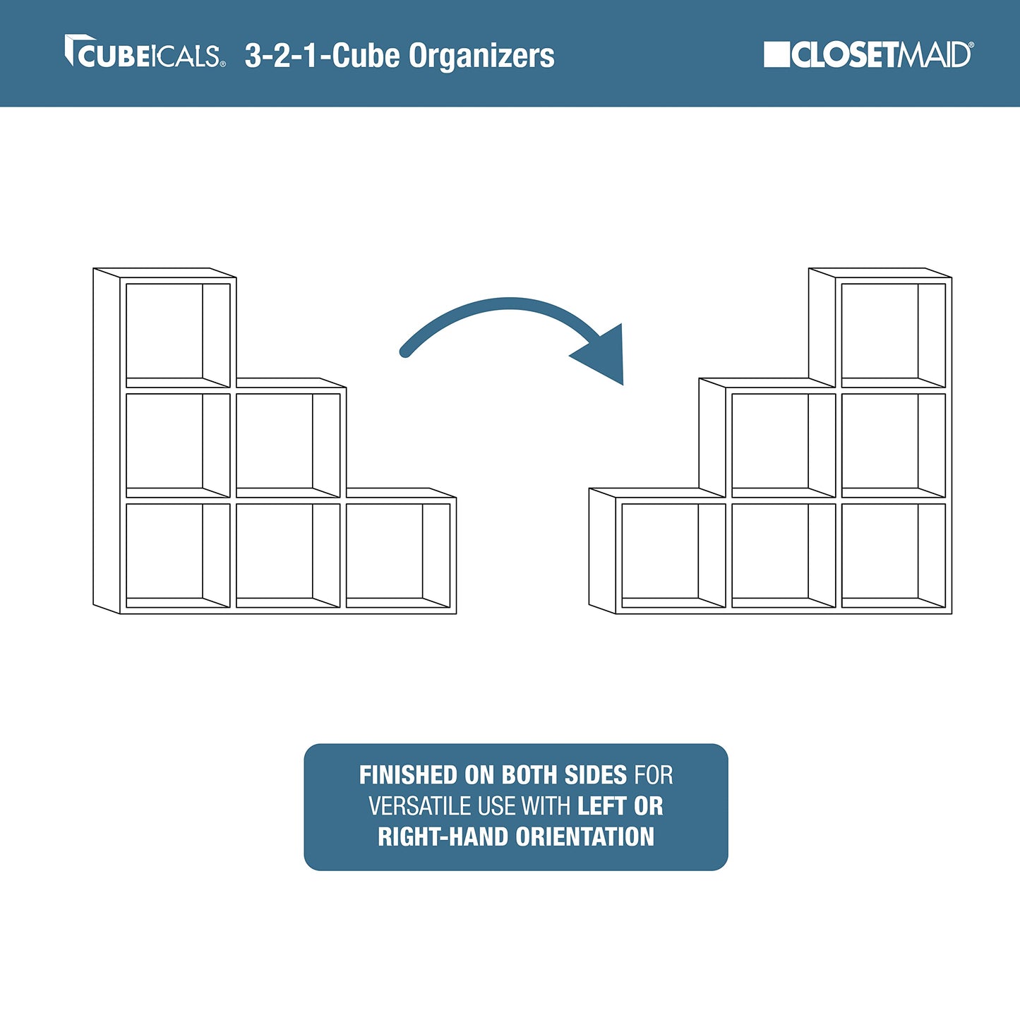 ClosetMaid Cubeicals 3-2-1 Cube Storage Shelf Organizer Bookshelf - Vertical/Horizontal, Easy