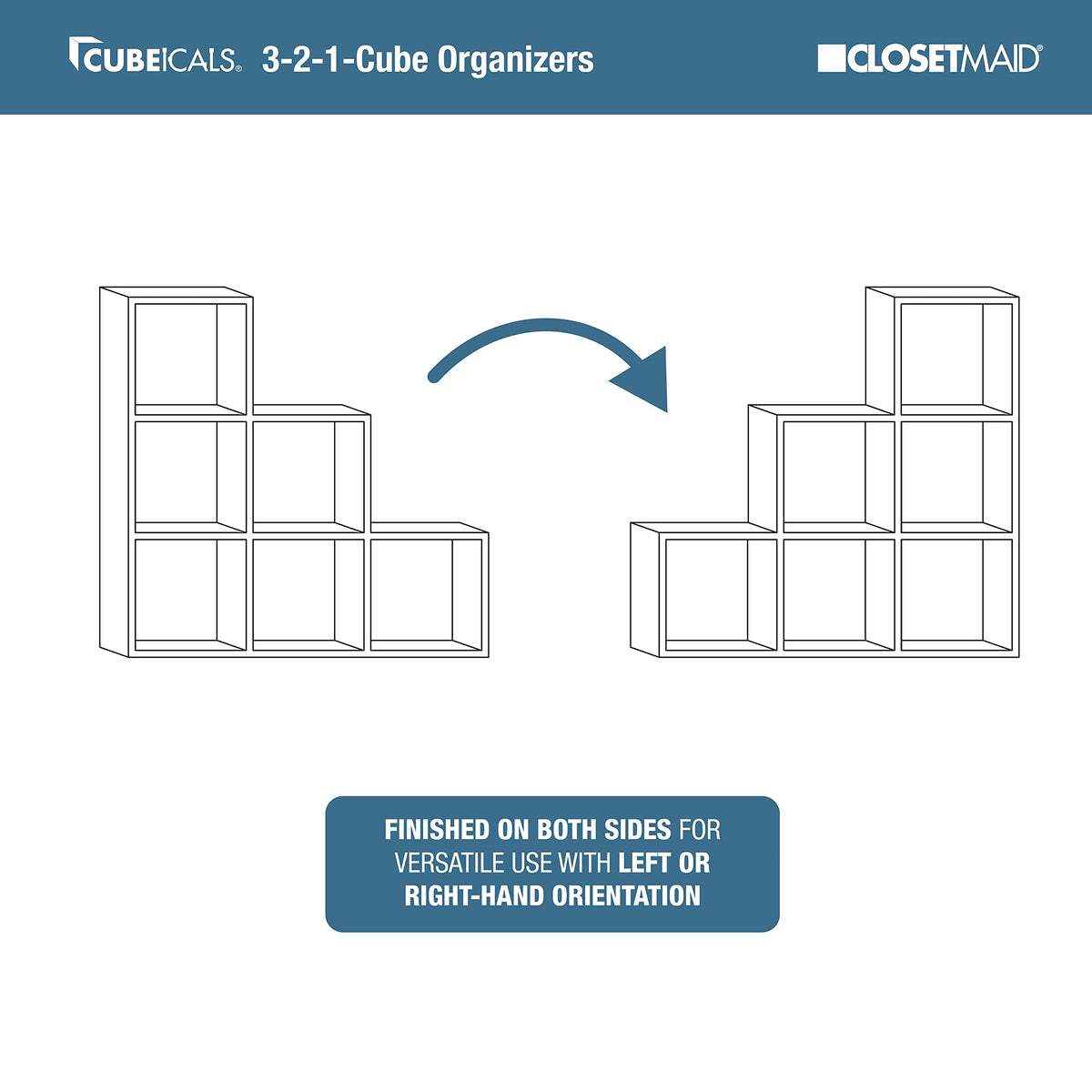 ClosetMaid Cubeicals 3-2-1 Cube Storage Shelf Organizer Bookshelf - Vertical/Horizontal, Easy