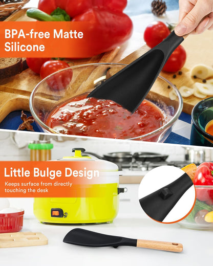 Cooking Spoon and Scraper for Nonstick Cookwares, Great for Cooking and Serving Durable BPA-Free