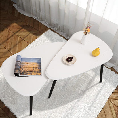 Nesting Triangle Coffee Table End Tables Set of 2 for Living Room Bedroom, Industrial Small