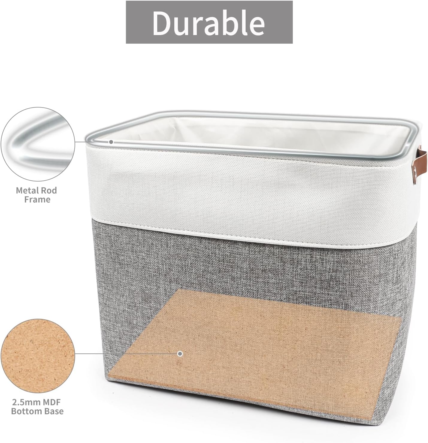 Large Fabric Storage Baskets | 50L Storage Bins, Decorative Linen Closet Baskets with Handles for