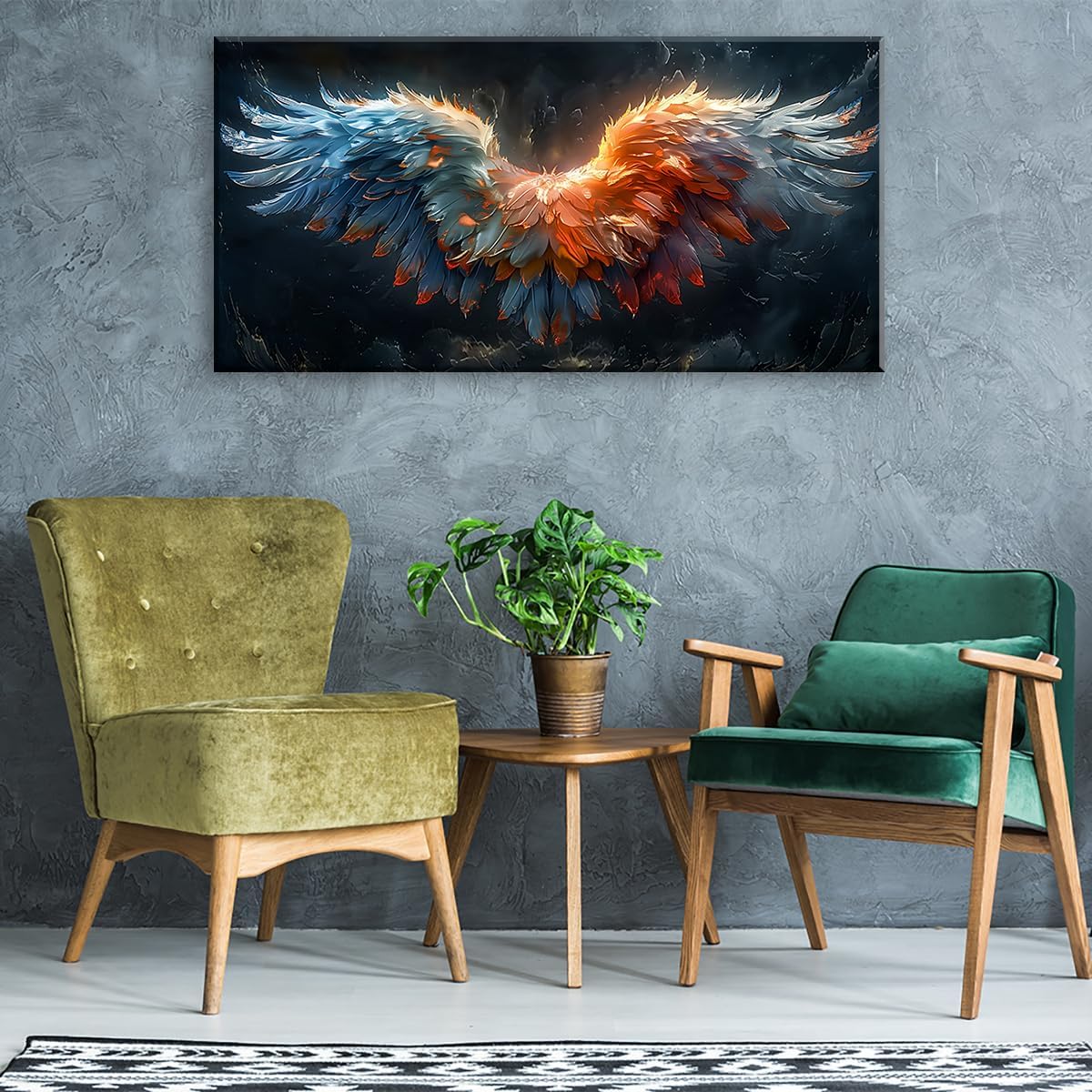 LASMOND Beautiful Colorful Angel Wings Religion Wall Art Decor Artwork for Girls Room Bedroom