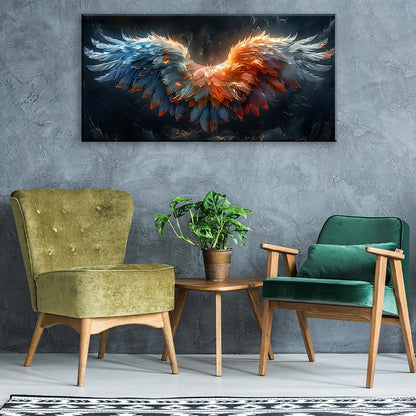 LASMOND Beautiful Colorful Angel Wings Religion Wall Art Decor Artwork for Girls Room Bedroom