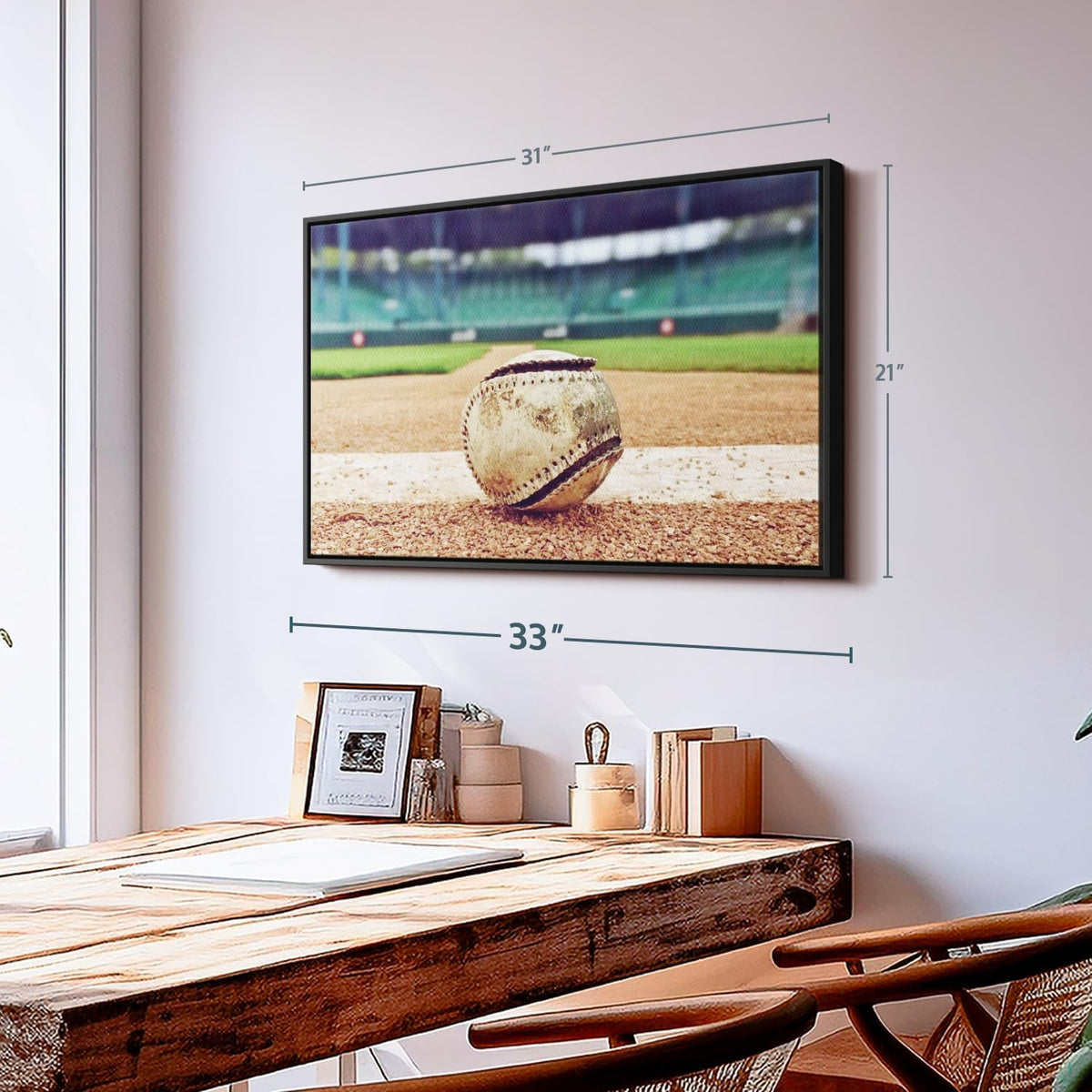 ElephantStock Baseball In Stadium Wall Art - Horizontal Framed Canvas - 1-Piece Living Room Wall