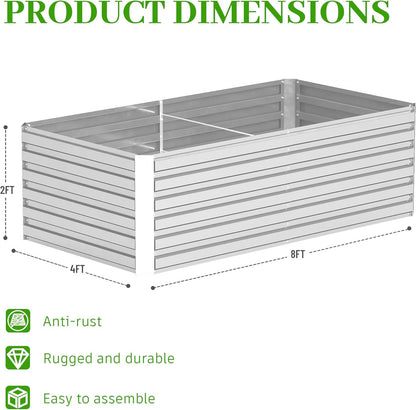 8x4x2 ft Raised Garden Bed, Large Metal Planter Raised Beds, Planters for Outdoor Plants for