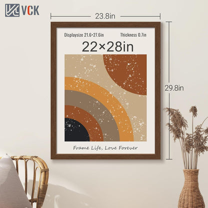 VCK 22x28 Picture Frame 3 Pack, Brown Wood Poster Frame with Exclusive Wood Grain, Wall Mounting