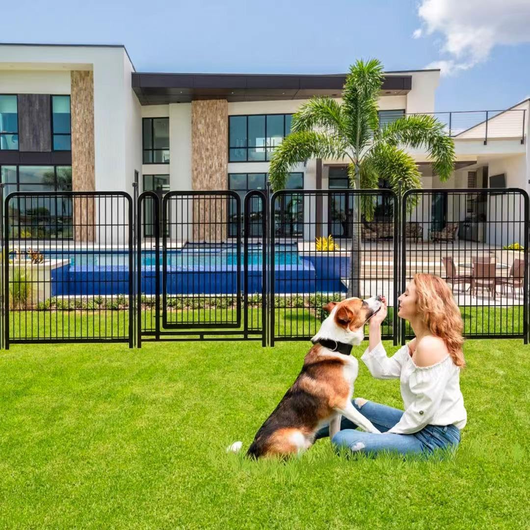 Garden Fencing 36 inch High, 8 Panels Total 17.7 Ft(L) Tall Garden Fence for Dogs, Wide Door Low