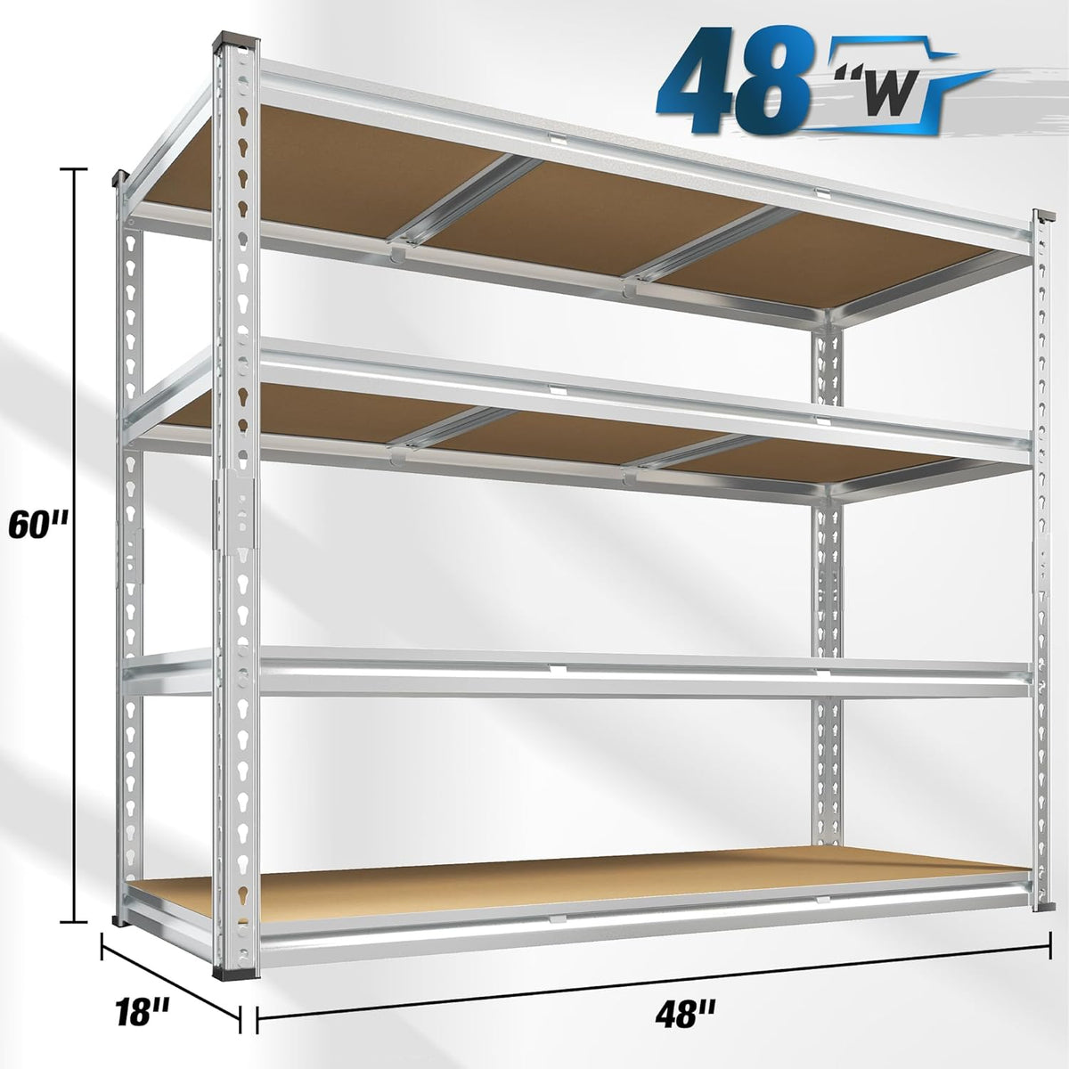 REIBII Garage Shelving, 4 Tier Storage Shelves Load 2000LBS, Adjustable Garage Shelving Heavy Duty