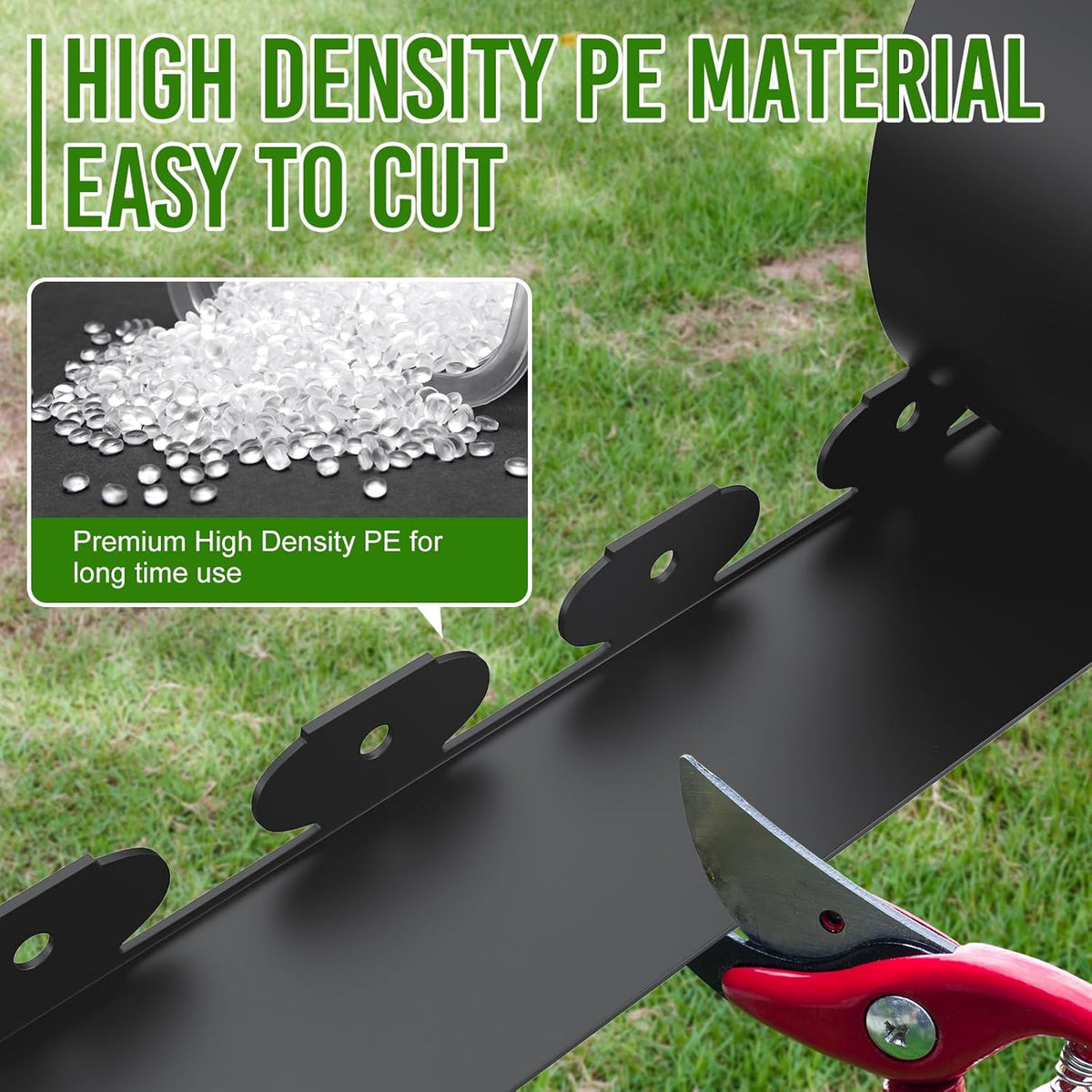 Landscape Edging 4 Inch Tall 20FT with 30Pcs Metal Spikes, Plastic Garden Edging Border Landscape
