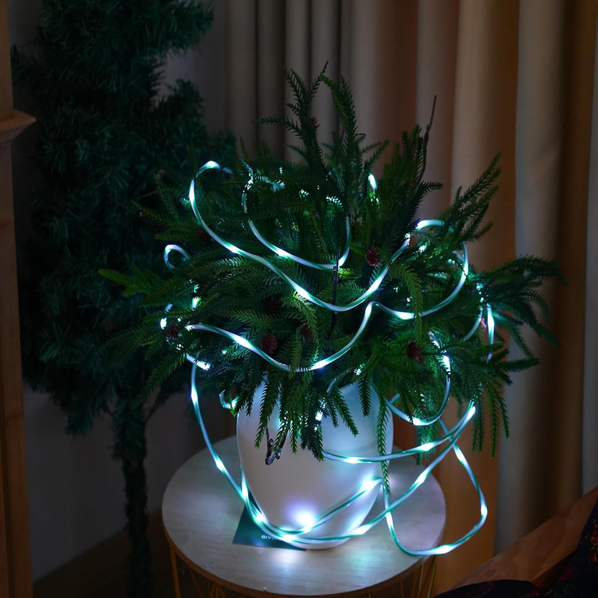 YEGUO Solar Christmas Candy Cane Rope Lights, 2 Pack Each 33ft 100 LED Green & White Solar Rope