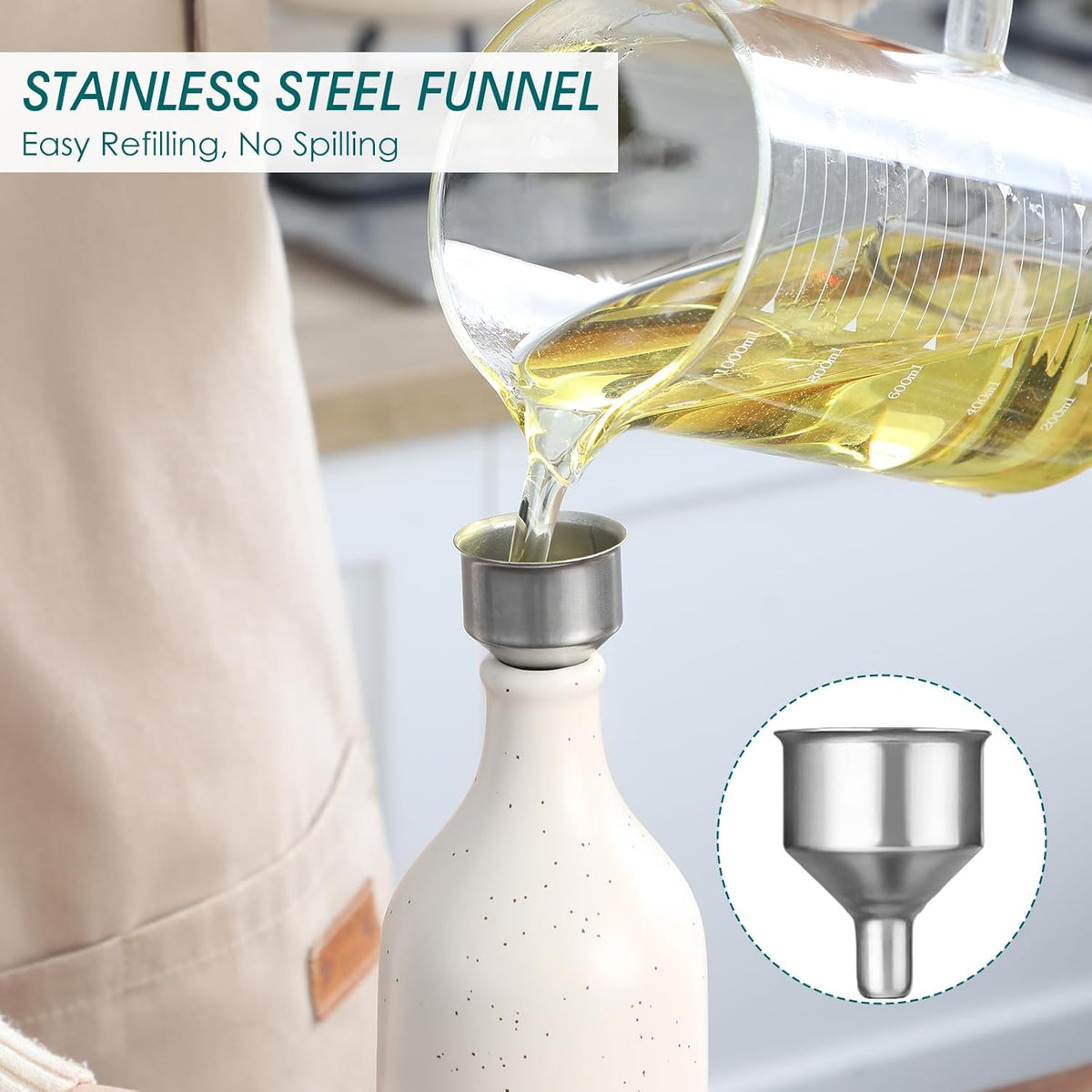 vancasso 20 Oz Ceramic Olive Oil Dispenser Bottle, Bottle Dispenser with Spout and Funnel for