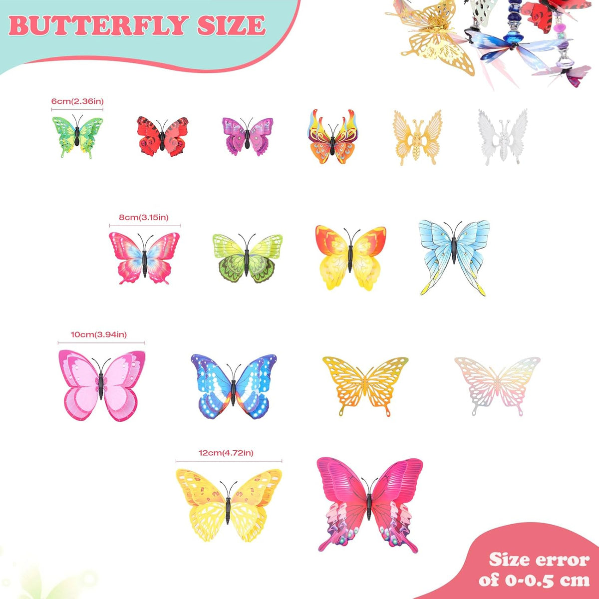 380pcs Beaded Garden Stake, DIY Butterfly Fairy Wand Garden Stake Kit with 10IN Threaded Rod