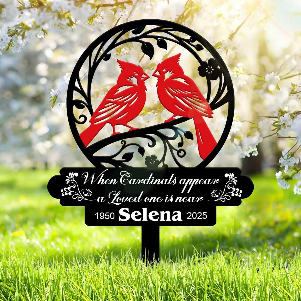 Personalized Cemetery Memorial Metal Stakes, Cardinals Memorial Grave Markers,Graden Decorations