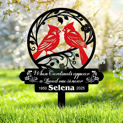 Personalized Cemetery Memorial Metal Stakes, Cardinals Memorial Grave Markers,Graden Decorations