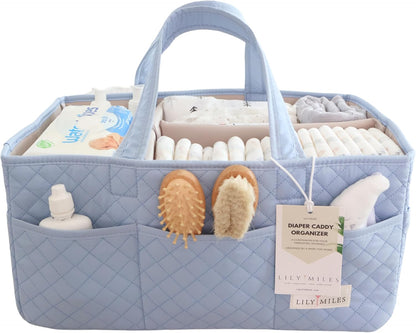 Lily Miles Baby Diaper Caddy Organizer, Quilted Nursery Storage Organizer for Newborn Essentials