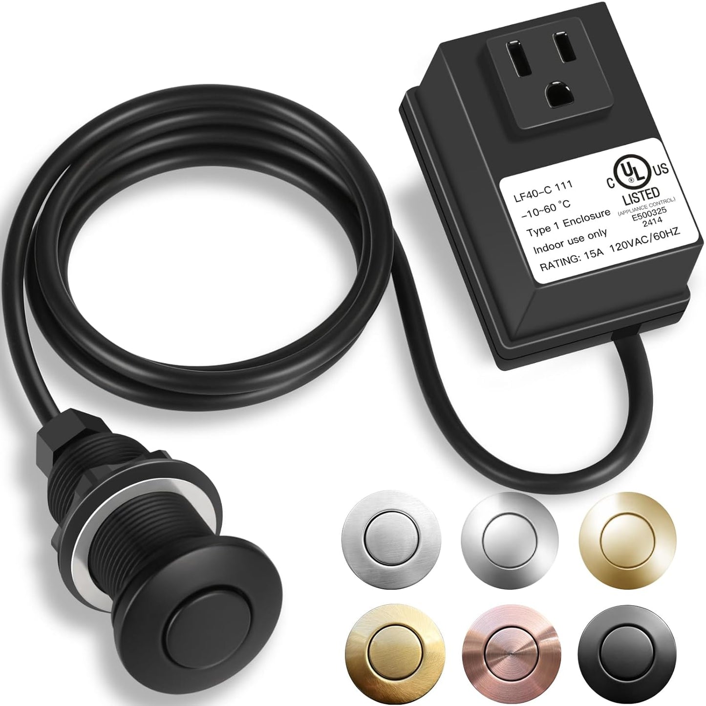 Garbage Disposal Air Switch Kit, UL Certified Professional Garbage Disposal Switch Button Power