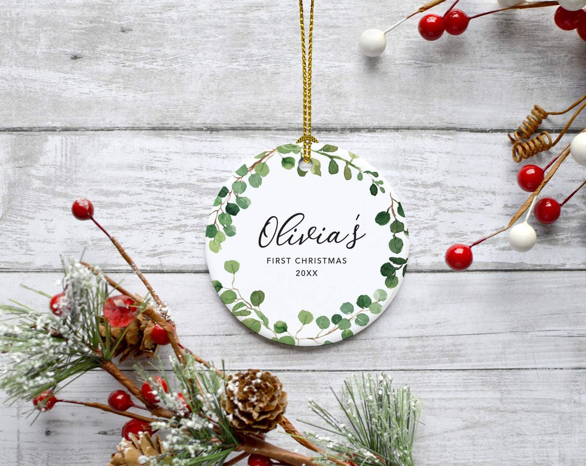 Andaz Press Personalized Round Ceramic Porcelain Christmas Tree Ornament Keepsake Collectible New
