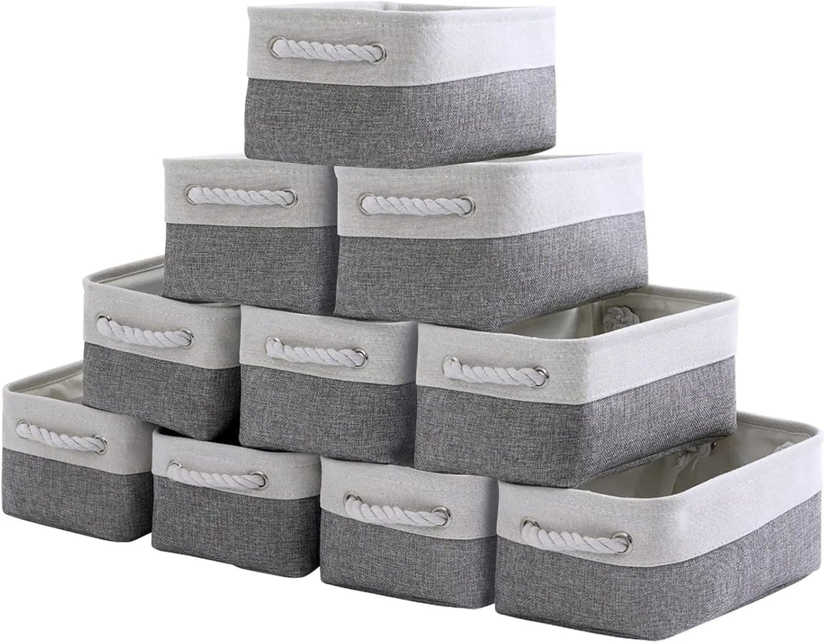 Storage Baskets 12x8x5 inch 10 Pack Fabric Baskets Foldable Storage Bins Decorative Baskets cloth