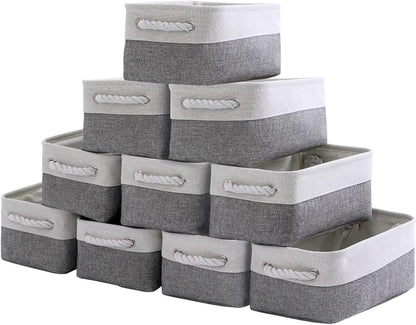 Storage Baskets 12x8x5 inch 10 Pack Fabric Baskets Foldable Storage Bins Decorative Baskets cloth