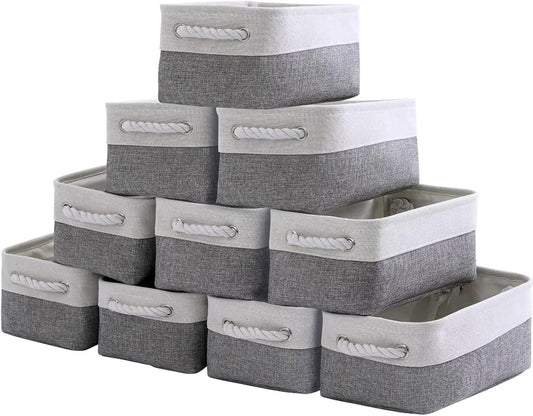 Storage Baskets 12x8x5 inch 10 Pack Fabric Baskets Foldable Storage Bins Decorative Baskets cloth