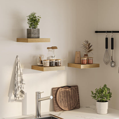 Square Floating Shelves for Wall, 12" W x 12" D x 1.2" H, Small Wooden Wall Mounted Display Shelves