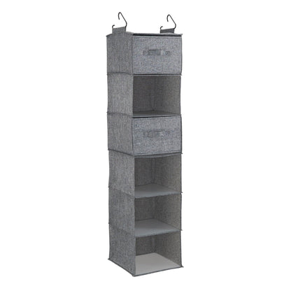 Household Essentials 6 Shelf Hanging Closet Organizer, Hanging Closet Shelf, Fabric Poly Linen and