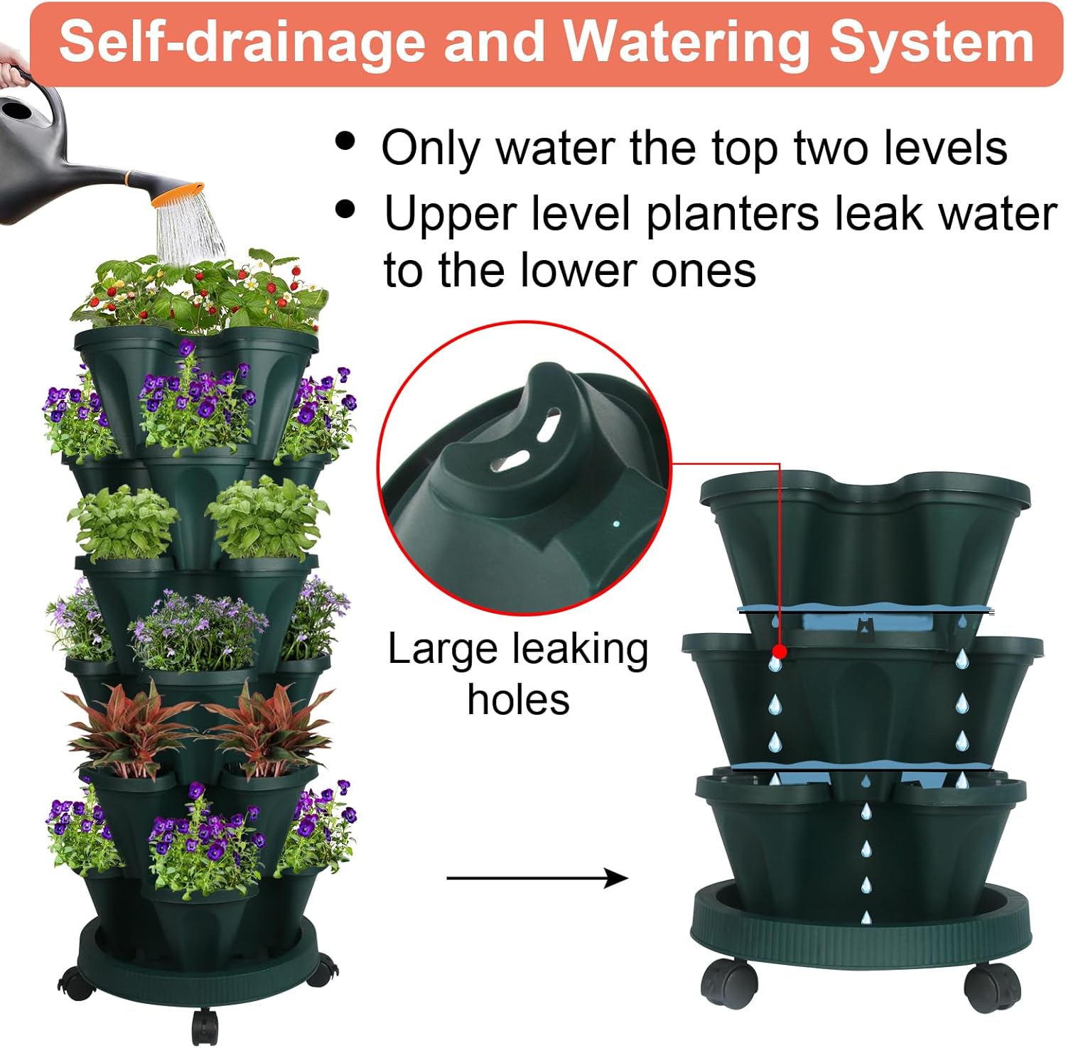 Vertical Planter 6 Tier Stackable Planters Garden Planters Strawberry Herb Flower and Vegetable