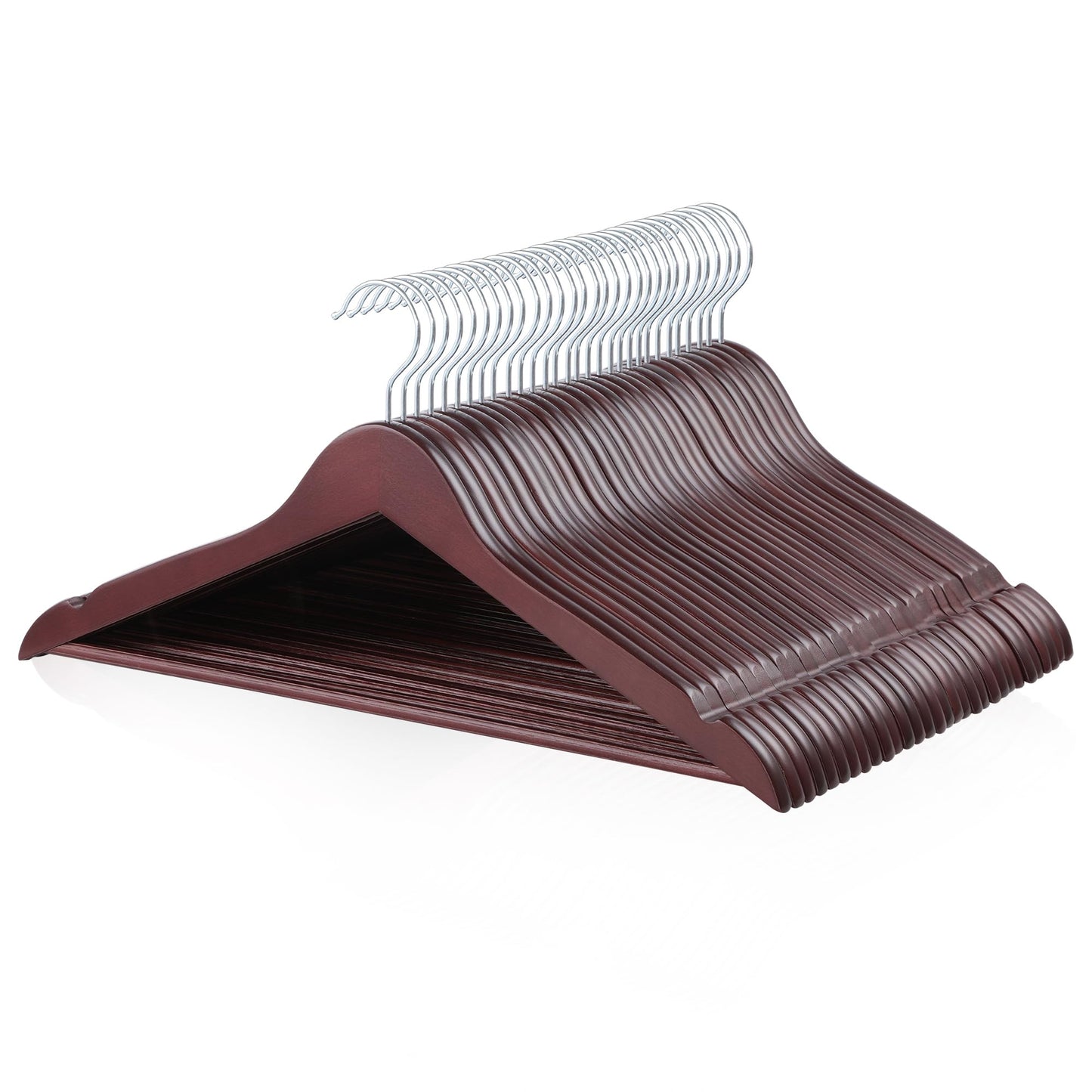Amazon Basics Wood Suit Clothes Hangers for Closet Organizer, Cherry, 30-Pack