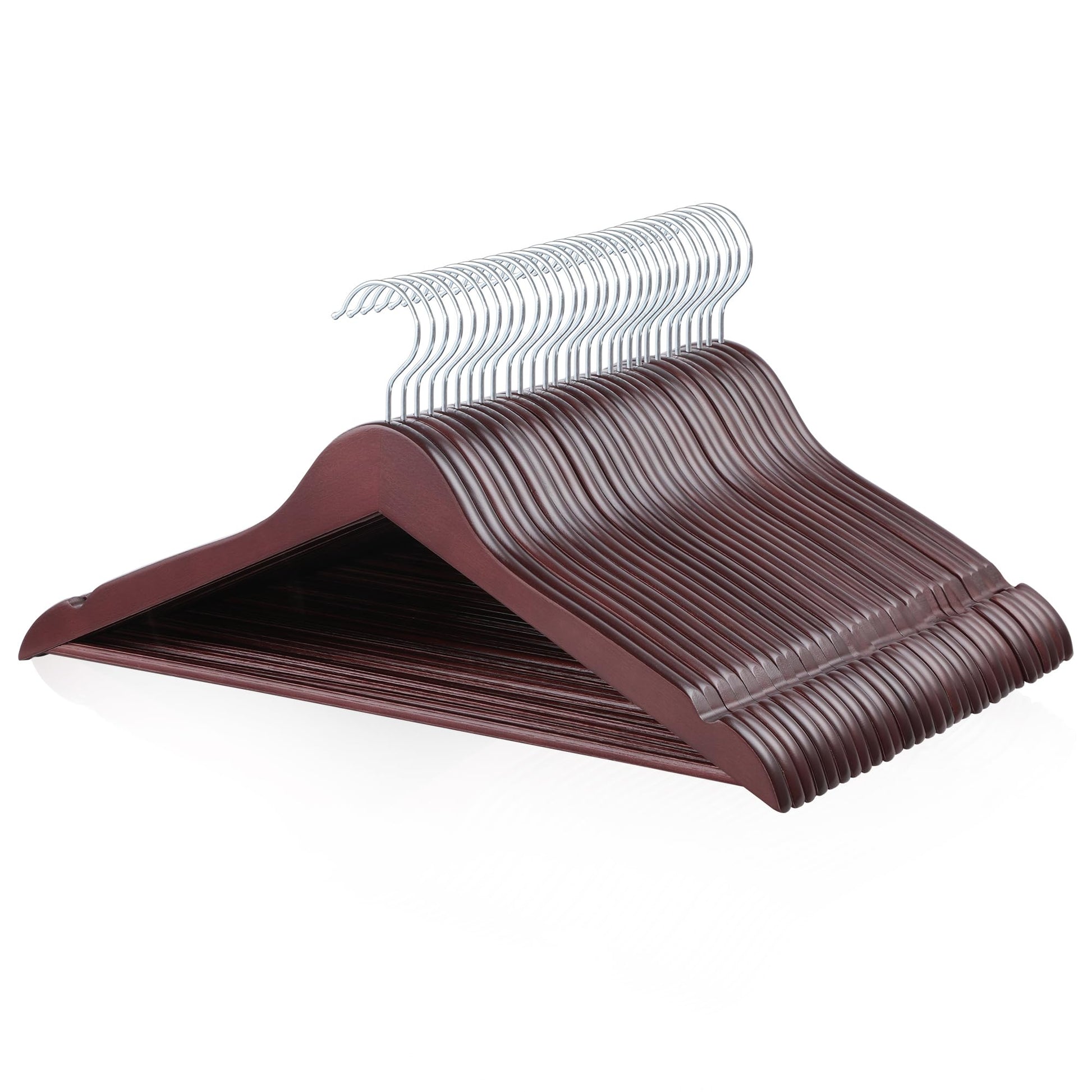 Amazon Basics Wood Suit Clothes Hangers for Closet Organizer, Cherry, 30-Pack
