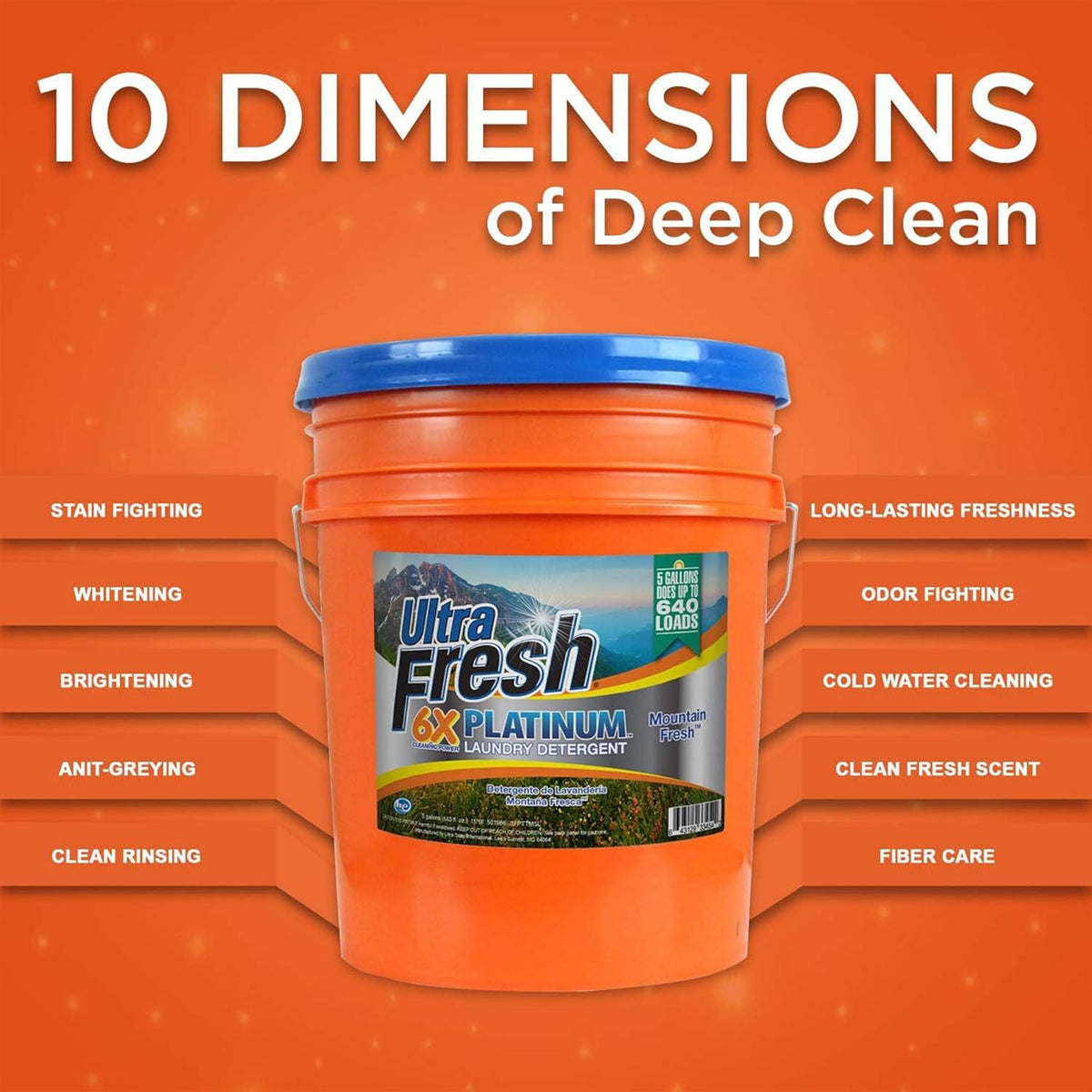 Ultra Fresh 5 Gallon Liquid Laundry Detergent Washing Soap for All Machine Types, 6X Platinum, Up