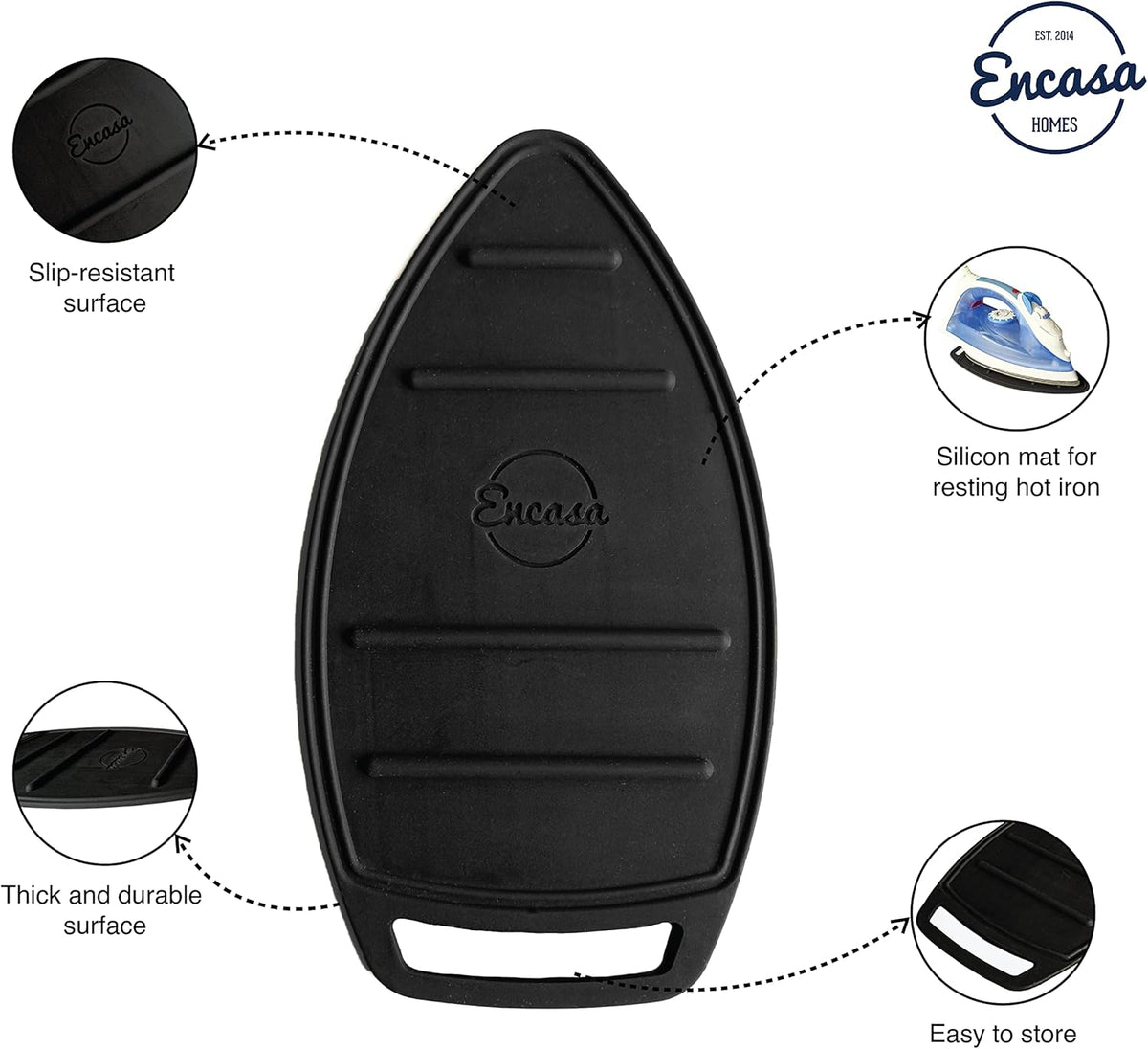 Encasa Homes Silicon Mat for Hot Iron Rest - Heat Resistant, Anti - Slip, Thicker Pad for