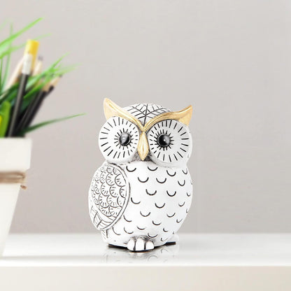 Owl Statue for Home Decor Accents,Owl Decor for Bookshelf Bedroom Living Room Office Table Desk