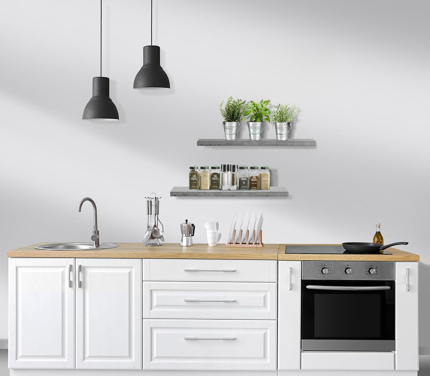 Sorbus Floating Shelves for Wall - 24" Bathroom Shelves, Wall Decor for Bedroom, Kitchen, Living