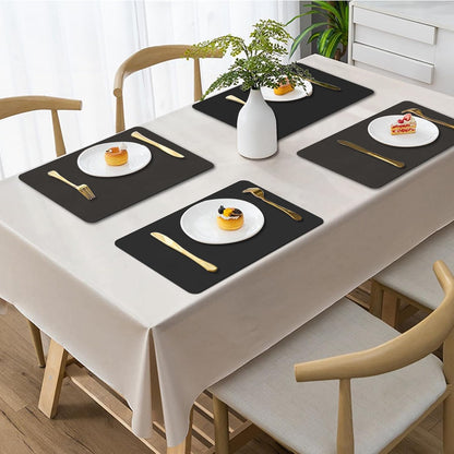 BLESWIN Faux Leather Placemats, PU Dining Table, Waterproof and Oil Resistant Easy to Clean, Heat