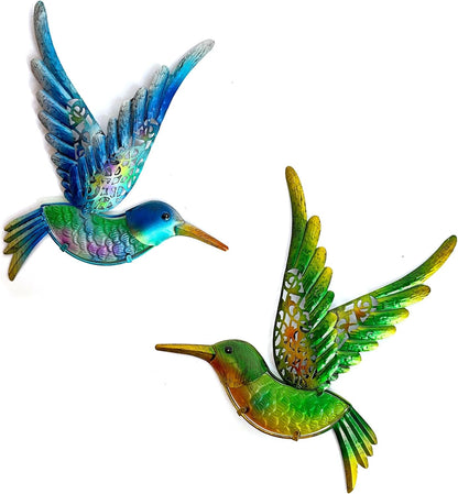 HONGLAND Metal Hummingbird Wall Art 12inch Metal Birds Wall Sculpture Garden Decoration Outdoor