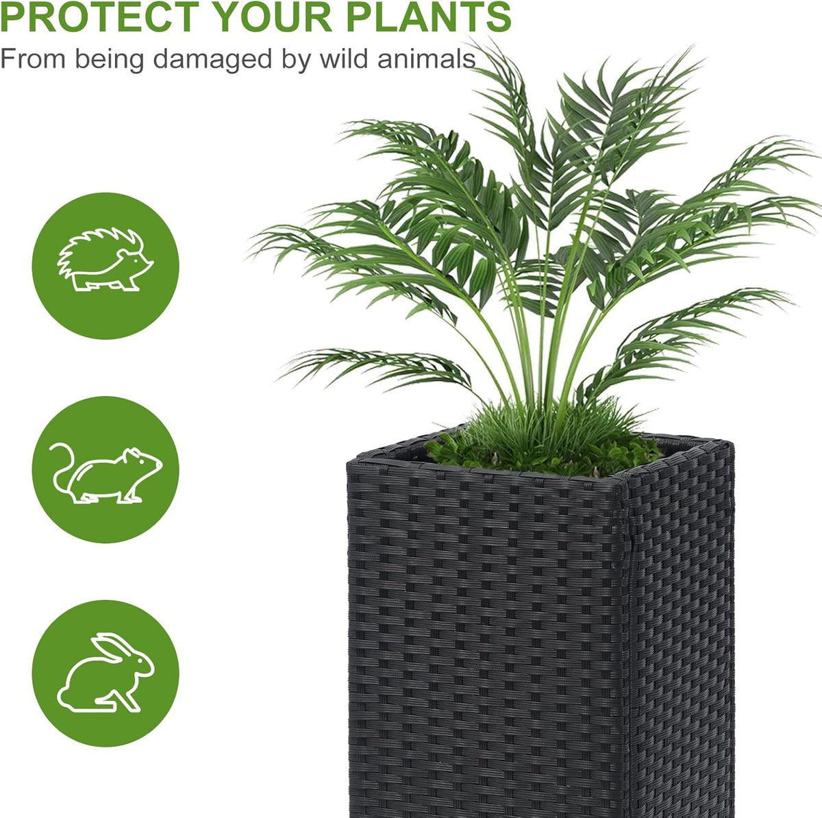 LEWIS&WAYNE Set of 2 Tall Planters for Outdoor Plants Handmade 24'' Wicker Tall Square Planter Box